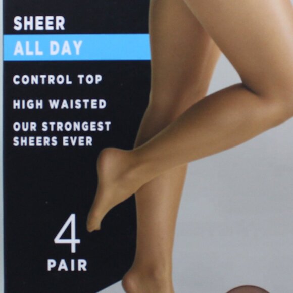 4 Pair Silk Impressions Rich Tan Sheer All Day Pantyhose - Picture 4 of 9